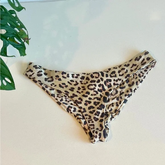 Leopard Print Ribbed Bikini Set Boys + Arrows Lace Up Top Medium / Bottom Small - Picture 4 of 8